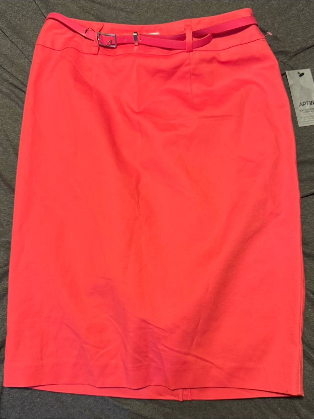 Apt. 9 Women's Bright Coral Pencil Skirt with Slim Belt